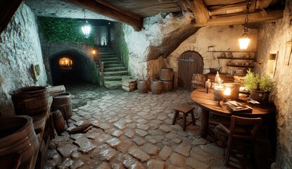 Medieval Cellar Interior