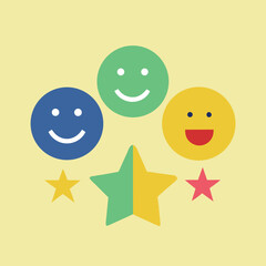 Happy yellow cartoon Easter eggs set with a funny smiling face illustration