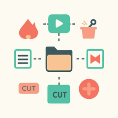 A flat web icon set offers vector symbols for internet design and application buttons