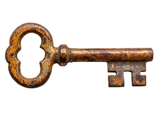 Unlocking secrets antique key vintage studio photography rustic. Isolated on transparent background, png.