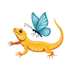 Obraz premium Solid Color Lizard Illustrations for World Lizard Day | Creative Vector Designs Featuring Lizards, Flowers, and Tropical Landscapes | Nature-Themed Artwork