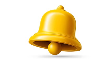 Vibrant Yellow 3D Bell Icon Notification, Alert, Reminder Symbol