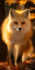 Vibrant Red Fox in Sunlit Woodland