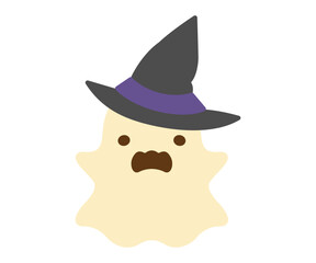 帽子をかぶったハロウィンのかわいいオバケ