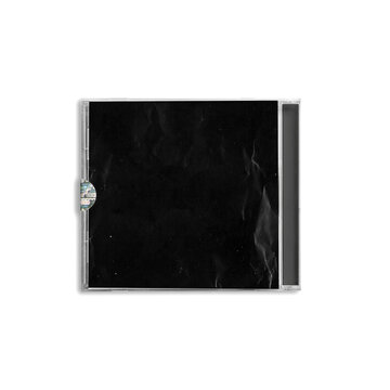 Back view of a closed CD case with dark grungy insert. Suitable for retro music mockups, album branding, or vintage-style physical media displays.