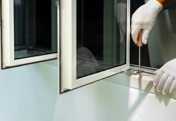 Handyman replace casement window stay friction.