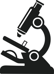 Modern Microscope Silhouette Vector – Science Lab Icon for Back to School