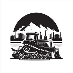 Powerful Tractor Illustrations: Vector Graphics of Farm and Construction Vehicles