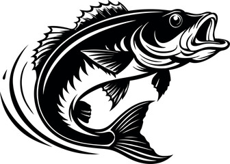 Powerful Bass Fish Jumps High from Water with Splash Ideal for Fishing and Outdoor Décor