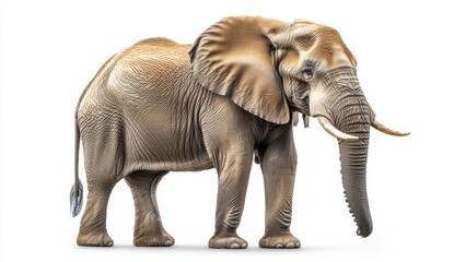 Obraz premium Large Adult African Elephant Profile View on White Background