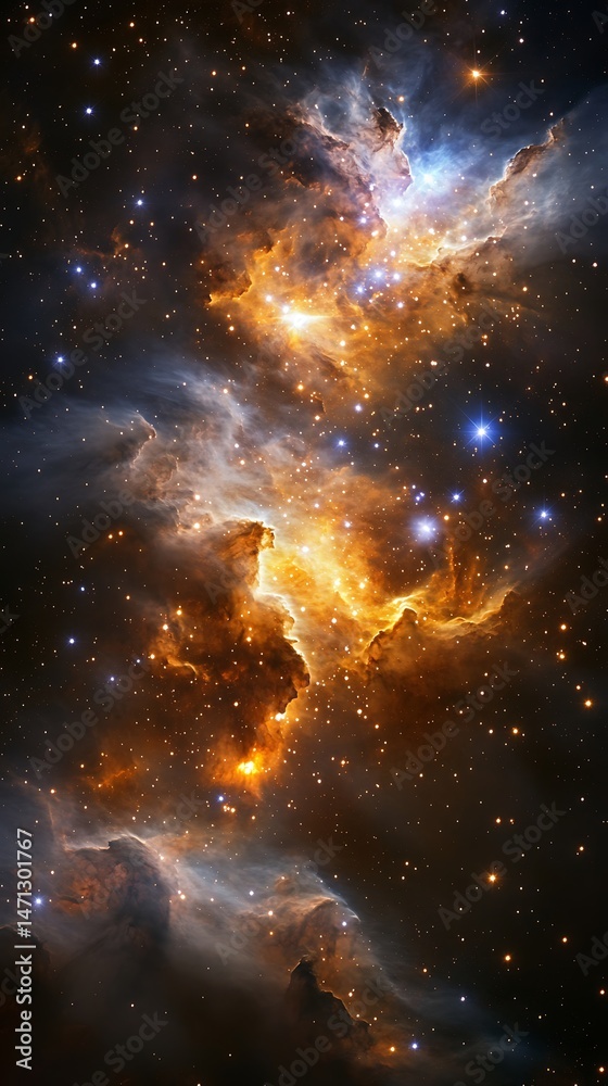 Canvas Prints vast space nebula art with glowing stars nestled within hyper-realistic gas formations.