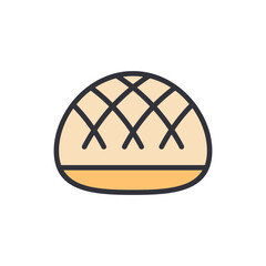 Delightful illustration of a sweet melon pan with grid design surface