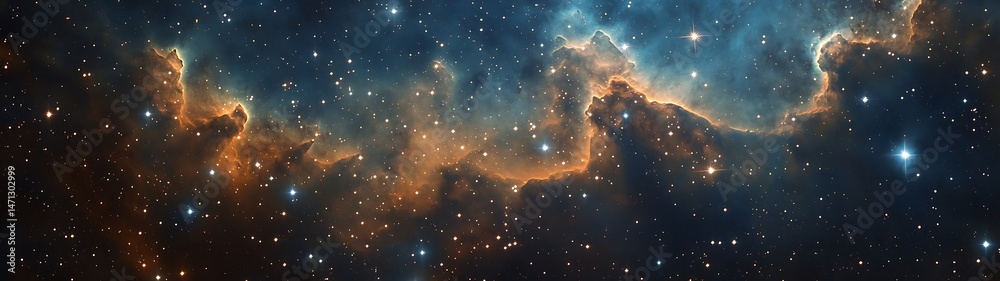 Canvas Prints vast space nebula art with glowing stars nestled within hyper-realistic gas formations.