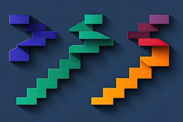 Fototapeta premium Abstract stairs in various colors