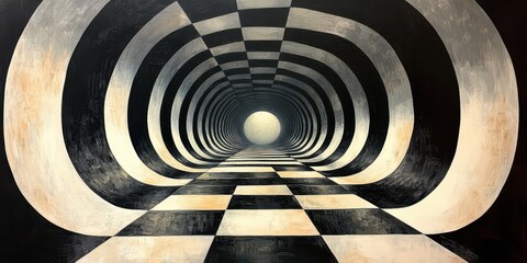 Fototapeta premium Visual paradox in black-white geometry