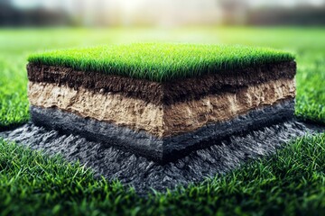 3D Land Sign Displaying Soil and Geological Cross Section