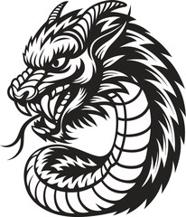 Obraz premium Powerful Dragon Head in Monochrome