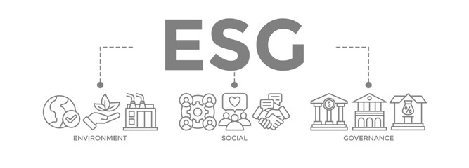 ESG banner icon vector concept with Environment Social Governance of corporate sustainability performance for investment screening