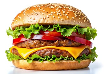 Gourmet Burger Close-up, Delicious Food Photography, Big Burger, Food Styling, Appetizing Burger, Mouthwatering Burger, Juicy Burger