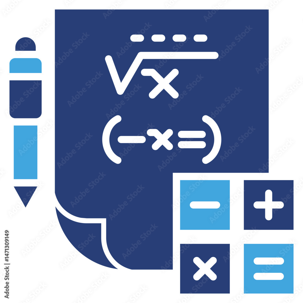 Poster mathematics two color icon