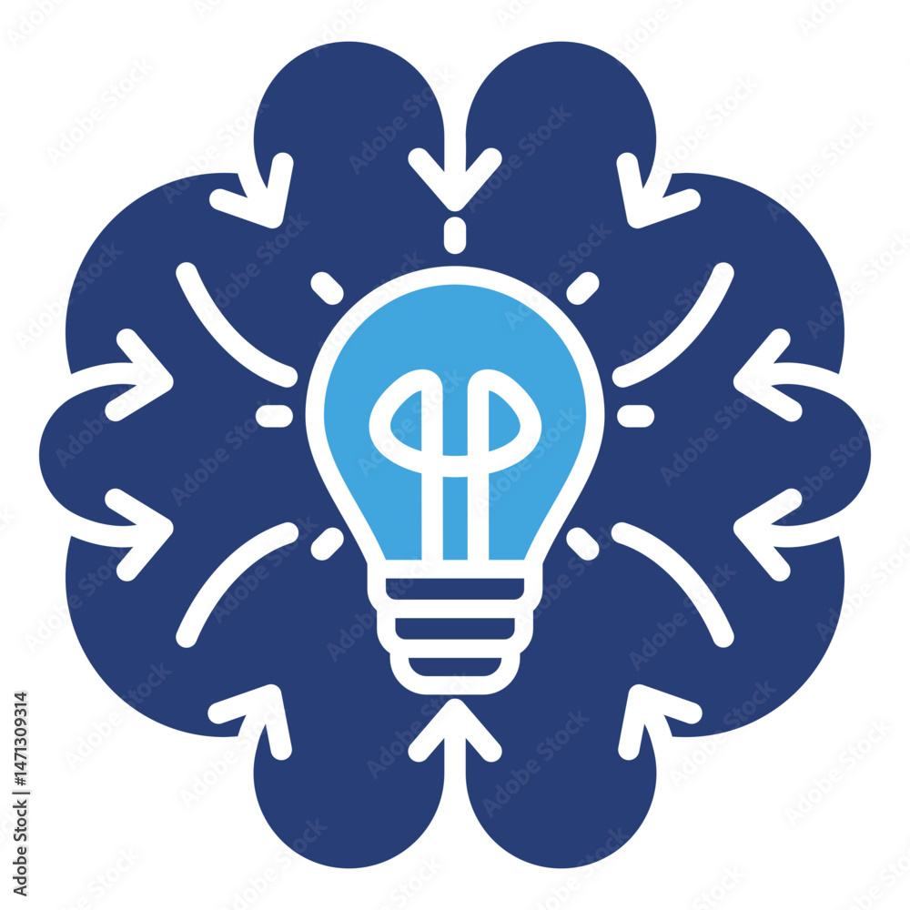 Poster brainstorming two color icon