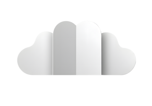 Minimal white cloud icon with folded layers
