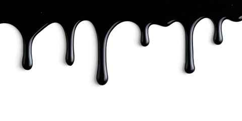 Realistic melted dark chocolate dripping down from the top, thick and glossy texture, rich dark brown