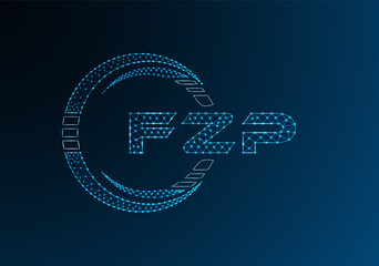 FZP low poly letter logo vector design. FZP lower poly logo design.