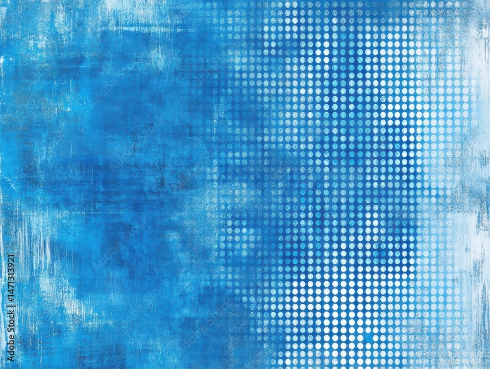 Aufkleber Abstract Blue Background with Grunge Texture and Dot Pattern Overlay Graphic Design Element Backdrop