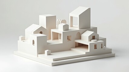White block shaped building model diagram