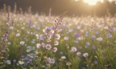Obraz premium Delicate floral blooms softly blurred in a field of soft light , background, close up, light