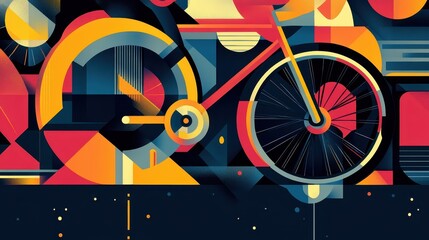 Fototapeta premium Vibrant Abstract Bicycle Design with Geometric Shapes and Colors