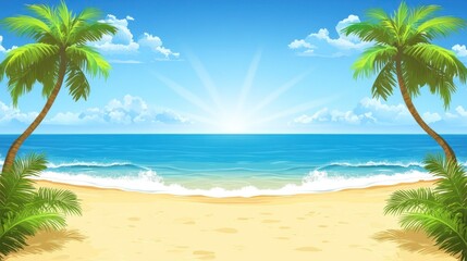 Fototapeta premium Tropical beach paradise scene