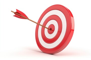 Red arrow hitting bullseye on target