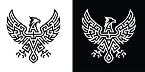 Celtic Eagle Vector Art black and white