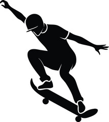skateboarder silhouette vector, silhouette of a skateboarder, silhouette of a skateboarder jumping
