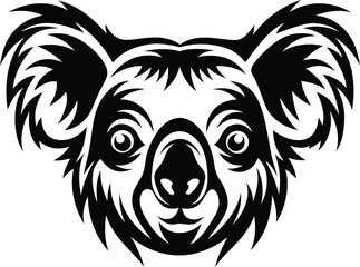 Koala Head icon, Koala Head logo, Koala Head design, Koala Head illustration vector, Black and white Koala head silhouette 