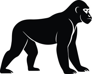 illustration gorilla silhouette, Gorilla silhouette vector illustration, vector Gorilla silhouette on white background, Gorilla icon, Gorilla design 