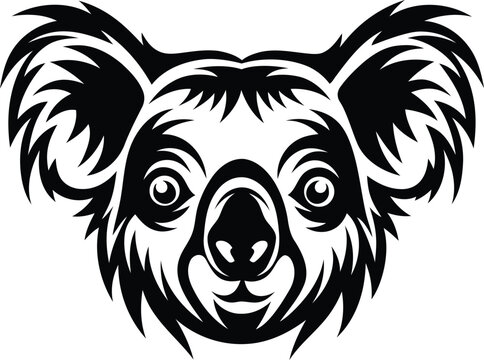 Koala Head icon, Koala Head logo, Koala Head design, Koala Head illustration vector, Black and white Koala head silhouette 