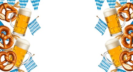 Beer Pretzel Bavarian Flag Festive Celebration Background