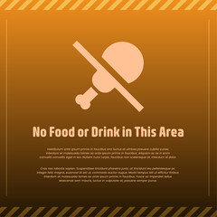 Modern Flat Style Poster Design with Prohibition Sign for No Food or Drink Area in School, Office, or Public Place