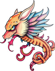 red dragon with a banner
