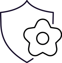 Flower and Shield Minimalistic Line Icon for Web and Graphic Design, Apps, Banners, Social Network and Cards