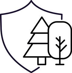 Trees and Shield Minimalistic Icon Pictogram for Web and Graphic Design, Apps, Banners, Social Network and Cards