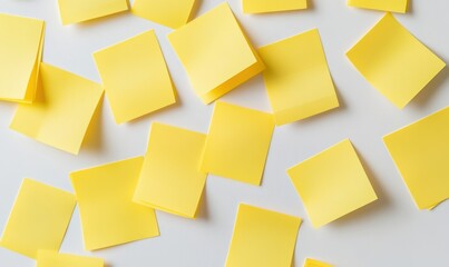 Bright Yellow Sticky Notes on White Background