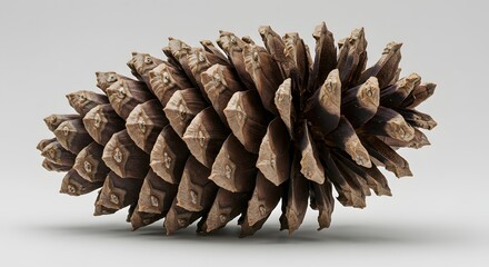 Pine Cone Close-up Still Life on Grey Background
