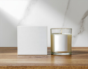mockup of a blank aromatherapy candle and its packaging box