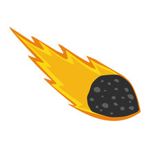 set Illustration of falling meteorite. cartoon illustration of meteorite with fire 
