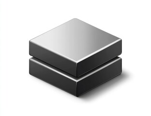 Two-tiered square box, metallic gray and black