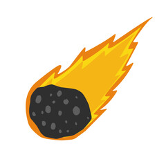 set Illustration of falling meteorite. cartoon illustration of meteorite with fire 
